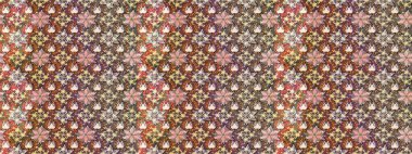 Çiçek buketleriyle klasik bir eskiz şekli. Kahverengi ve nötr renklerde. Raster illüstrasyonu.