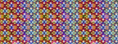 Çok mavi ve kırmızı zarif küçük çiçekler ve mavi ve kırmızı renkli komik böcekler, raster desen, illüstrasyon.