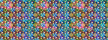 Renkli Yaz Temalı eskiz kalıbı. Mavi ve yeşil renkli çiçekler. Çiçekli eskiz çizimi. Düz Çiçek Elementleri Tasarımı.