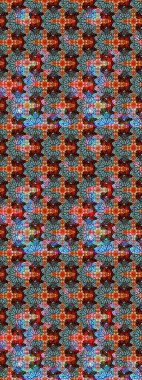 Eskiz arkaplan modeli. Yapraklı çiçekler ve rengarenk papatya çiçekleri. Raster - stok.