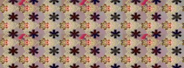 Eskiz geçmişi. Miles Fleur, süslü püslü bir süs. Raster illüstrasyonu. Kumaş, tekstil, duvar kağıdı baskısı için. Eski usul. Tomurcukları papatya çiçekleri olan sevimli bir çiçek deseni..