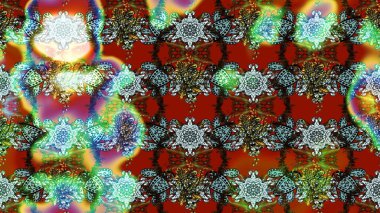 Raster illüstrasyonu. Kahverengi ve yeşil renkli çiçekler. Çiçek süslemeli çizim deseni.