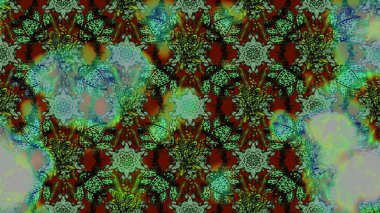 Kumaş desenli papatya çiçeği detayı. Yeşil ve gri renkte çiçekler.