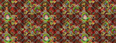 Patlayan çiçekler soyut olarak yerleştirilmiş. Raster deseni. Kahverengi ve kırmızı renklerde bahar çiçekleri. Raster illüstrasyonu.