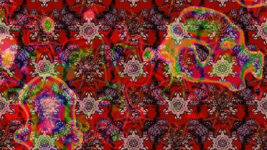 Kırmızı ve kahverengi renkte çiçekler. Çiçekli karalama şeklinde Raster çiçek deseni. Nazik, sevimli çiçek arkaplanı..