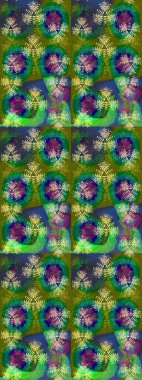 Hediye ambalaj kağıdı, tebrik kartları, posterler ve pankart tasarımı. Yeşil renkli çiçekler. Raster düz çiçek çizim deseni.