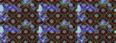 Mavi ve kahverengi renkli etnik çiçekli zarif eskiz deseni. Raster Çiçek İllüstrasyonu güzel tekstil..