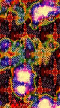 Raster deseni. Süslü kumaş deseni. Çiçekli çiçek deseni, suluboya..