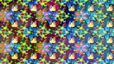 Floral sketch pattern background. Flower painting raster for t shirt printing. Flowers on blue and brown colors.