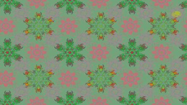 Raster çiçek desenleri çiziyor. Vadinin çiçekleri yeşil ve gri renklerde.