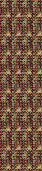 Raster illüstrasyonu. Kahverengi ve gri renkli çiçekler. Asya tekstil tarzında. Çiçek desenli çizim. Raster illüstrasyonu.