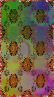 Raster illüstrasyonu. Tomurcukları çiçek olan sevimli bir çiçek deseni. Eski usul. Kumaş, tekstil, duvar kağıdı baskısı için. Raster. Kusursuz arkaplan.