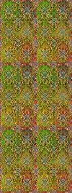 Moda baskıları için zarif bir şablon. Modern çiçek arkaplanı. Halk tarzı. Parlak renkli çiçekleri ve yeşil ve kahverengi yaprakları olan şaşırtıcı, pürüzsüz çiçek deseni..