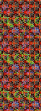 Tekrar eden çiçek arkaplanı, zarif kırmızı ve kahverengi çiçek duvar kağıdı. Kırmızı ve kahverengi renkler üzerine çiçek desenli çizimler, el yapımı papatyalar, papatyalar..