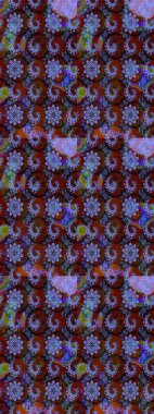 Küçük çiçekteki sevimli çiçek deseni. Varicoloblue ve kahverengi raster çizimi. Birçok mavi ve kahverengi soyut çiçekli tropikal çizim deseni.