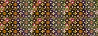 Raster Şirin kumaş deseni. Renkli Bahar Teması eskiz kalıbı. Düz Çiçek Elementleri Tasarımı. Eskiz klasiği.