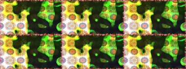 Raster illüstrasyonundaki çiçek desenli çizim. Suluboya tarzında gri ve yeşil renkte çiçekler.