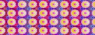 Renkli Bahar Teması eskiz kalıbı. Süslü kumaş deseni. Raster illüstrasyonundaki çiçek desenli çizim. Düz Çiçek Elementleri Tasarımı.