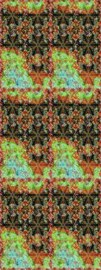 Kahverengi ve yeşil renklerde altın tekrarlayan elementlerle soyut arkaplan. Kusursuz oryantal klasik altın desen.