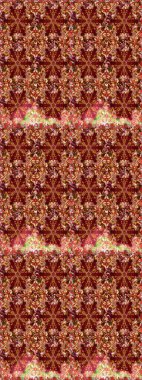 Kırmızı ve kahverengi renklerde, altın elementli klasik, pürüzsüz desen. Raster illüstrasyonu.