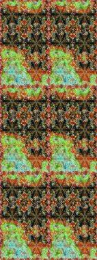 Kahverengi ve yeşil renklerde altın tekrarlayan elementlerle soyut arkaplan. Kusursuz oryantal klasik altın desen.