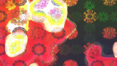 Raster - stok. Pembe ve yeşil çiçekli eskiz deseni, suluboya çiçek deseni, sevimli çiçek, duvar kağıdı, kart veya kumaş için fayanslı.