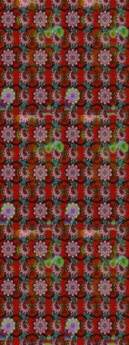 Çiçekli el çizimi çizimi deseni. Modern gelişim kahverengi ve kırmızı raster arka plan duvar kağıdı çizimi klasik çizgili iz sürme desenli çiçekler, çiçekli süsler.