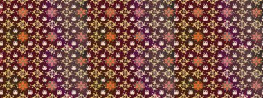 Raster illüstrasyonundaki çiçek desenli çizim. Renkli Bahar Teması eskiz kalıbı. Süslü kumaş deseni. Düz Çiçek Elementleri Tasarımı.