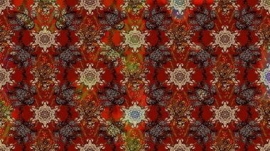 Eskiz klasiği. Düz Çiçek Elementleri Tasarımı. Renkli Bahar Teması eskiz kalıbı. Raster Şirin kumaş deseni.