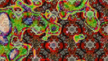 Renkli Yaz Temalı eskiz kalıbı. Kahverengi ve yeşil renkli çiçekler. Düz Çiçek Elementleri Tasarımı. Raster illüstrasyonunda çiçek deseni çizimi.