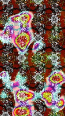 Küçük renkli çiçekler. Robot resim. Moda baskıları için zarif bir şablon. Çiçekli yaz çiçekleri. Küçük çiçekte güzel bir desen. Motley illüstrasyonu.