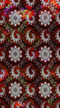 Raster illüstrasyonu. Raster deseni. Patlayan çiçekler soyut olarak yerleştirilmiş. Yumuşak, bahar çiçekleri kahverengi ve siyah renklerde.