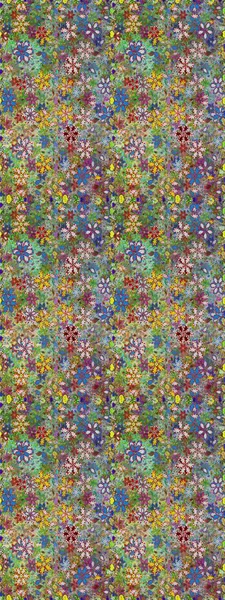 Suluboya kusursuz desen. Çiçekler yeşilde ve suluboya stilinde nötr renklerde. Çiçek izi.