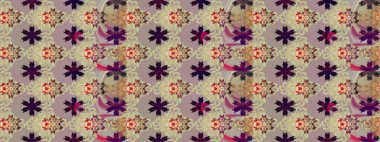 Düz Çiçek Elementleri Tasarım Raster illüstrasyonu. Çiçek desenli eskiz. Bej ve gri renkli çiçekler. Renkli Bahar Teması çizim şablonu.