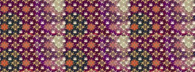 Raster düz çiçek çizim deseni. Mor ve bej renkli çiçekler. Tasarım hediye paketi, tebrik kartları, posterler ve afiş tasarımı.