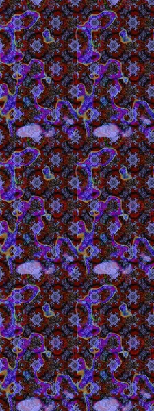 Mor ve kahverengi renklerde. Menekşe ve kahverengi renkli menekşe ve papatya deseni. Raster illüstrasyonu.