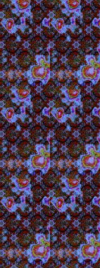 Raster illüstrasyonu. Çiçek deseni. Mavi ve kahverengi renkte çiçekler. Şatafatlı bahar bahçesi dokusu. Mavi ve kahverengi renkler üzerine çiçek çizimi.