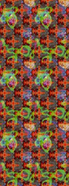 Kahverengi ve kırmızı renklerde. Raster illüstrasyonu. Raster illüstrasyonundaki çiçek desenli çizim. Güzel kumaş deseni.