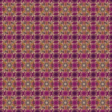 Klasik klasik klasik arka plan. Mor, kahverengi ve bej renklerdeki altın desenli altın elementler. Kusursuz klasik raster altın desenli. Geleneksel oryantasyon süsü.