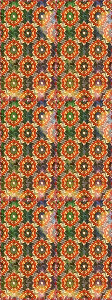 Altın antika ortaçağ dekoratifi, yaprakları ve turuncu ve kahverengi desenli süslemeleri olan pürüzsüz bir şablon. Kusursuz kraliyet lüksü, altın barok kumaş rengi..