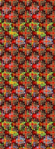 Sketch pattern with flowers. Hand drawn. Flowers on red and black colors. Watercolor illustration.