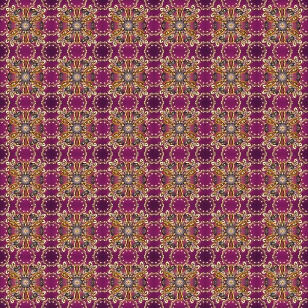 Klasik klasik klasik arka plan. Mor, kahverengi ve bej renklerdeki altın desenli altın elementler. Kusursuz klasik raster altın desenli. Geleneksel oryantasyon süsü.