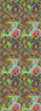 Düz Çiçek Elementleri Tasarımı. Yeşil ve kahverengi renkli çiçekler. Sevimli çiçek raster deseni. Renkli Bahar Teması Kusursuz Arkaplan.