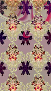 Düz Çiçek Elementleri Tasarım Raster illüstrasyonu. Bej ve gri renkli çiçekler. Renkli Bahar Teması eskiz kalıbı. Çiçek eskiz kalıbı geçmişi.