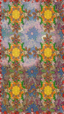 Raster stili kumaş deseni. Çiçekler suluboya çizim deseni.