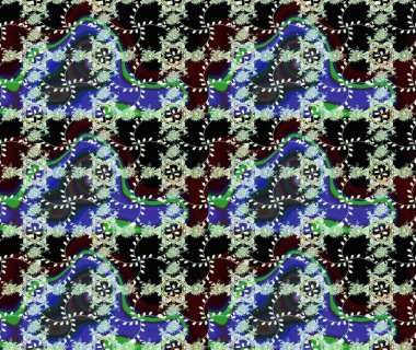 Düz Çiçek Elementleri Tasarımı. Renkli Bahar Teması eskiz kalıbı. Siyah renkli çiçekler. Raster illüstrasyonunda çiçek deseni çizimi.