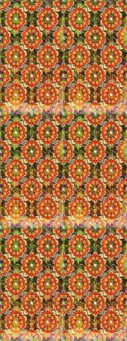 Raster Golden Mehndi kusursuz desen. Kahverengi ve turuncu renklerde desen. Kına dövmeli süs çiçekleri, altın çıkartmalar, mehndi ve yoga tasarımı, kartlar ve parmak izleri..