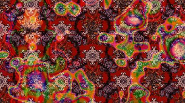 Raster illüstrasyonundaki çiçek desenli çizim. Kahverengi ve kırmızı renkte çiçekler.