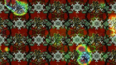 Yeşil ve kırmızı renkte çiçekler. Sevimli çiçek raster deseni. Renkli Bahar Teması eskiz kalıbı. Düz Çiçek Elementleri Tasarımı.