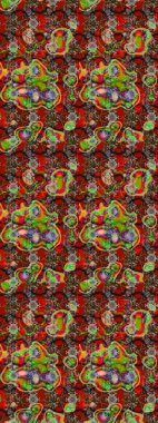 Düz Çiçek Elementleri Tasarım Raster illüstrasyonu. Renkli Bahar Teması eskiz kalıbı. Çiçek desenli eskiz. Kırmızı ve kahverengi renkte çiçekler.